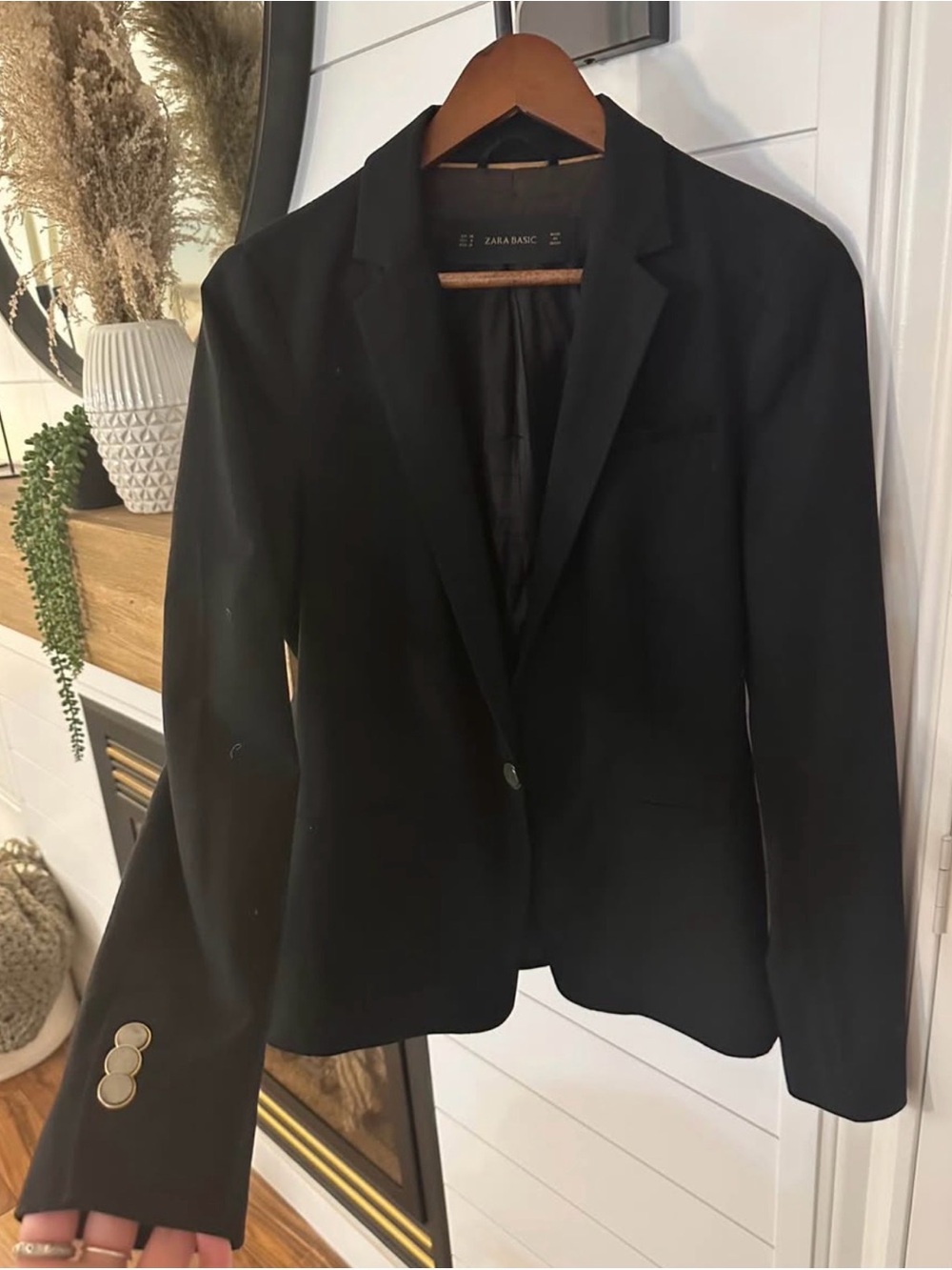 Zara Black Tailored Single-Button Blazer
